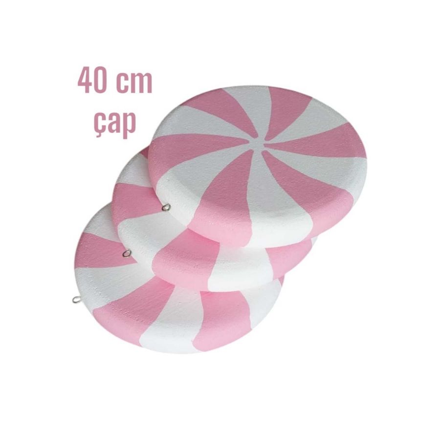 Yılbaşı Strafor Şeker Pembe Boyalı 40 cm