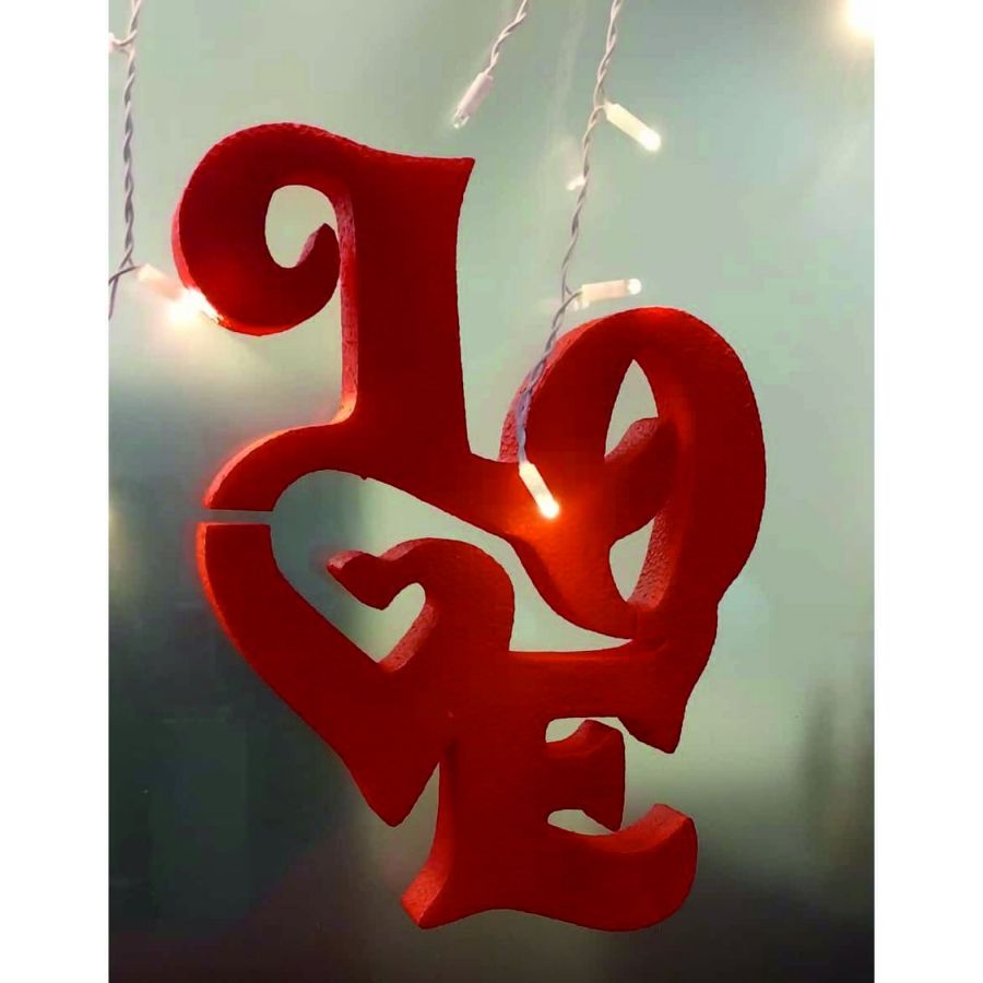 Strafor Love Yazısı  40 cm *4 cm kırmızı boyalı 